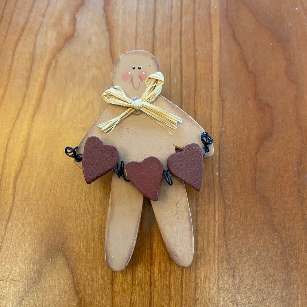 Little wooden Gingerbread Person Brooch